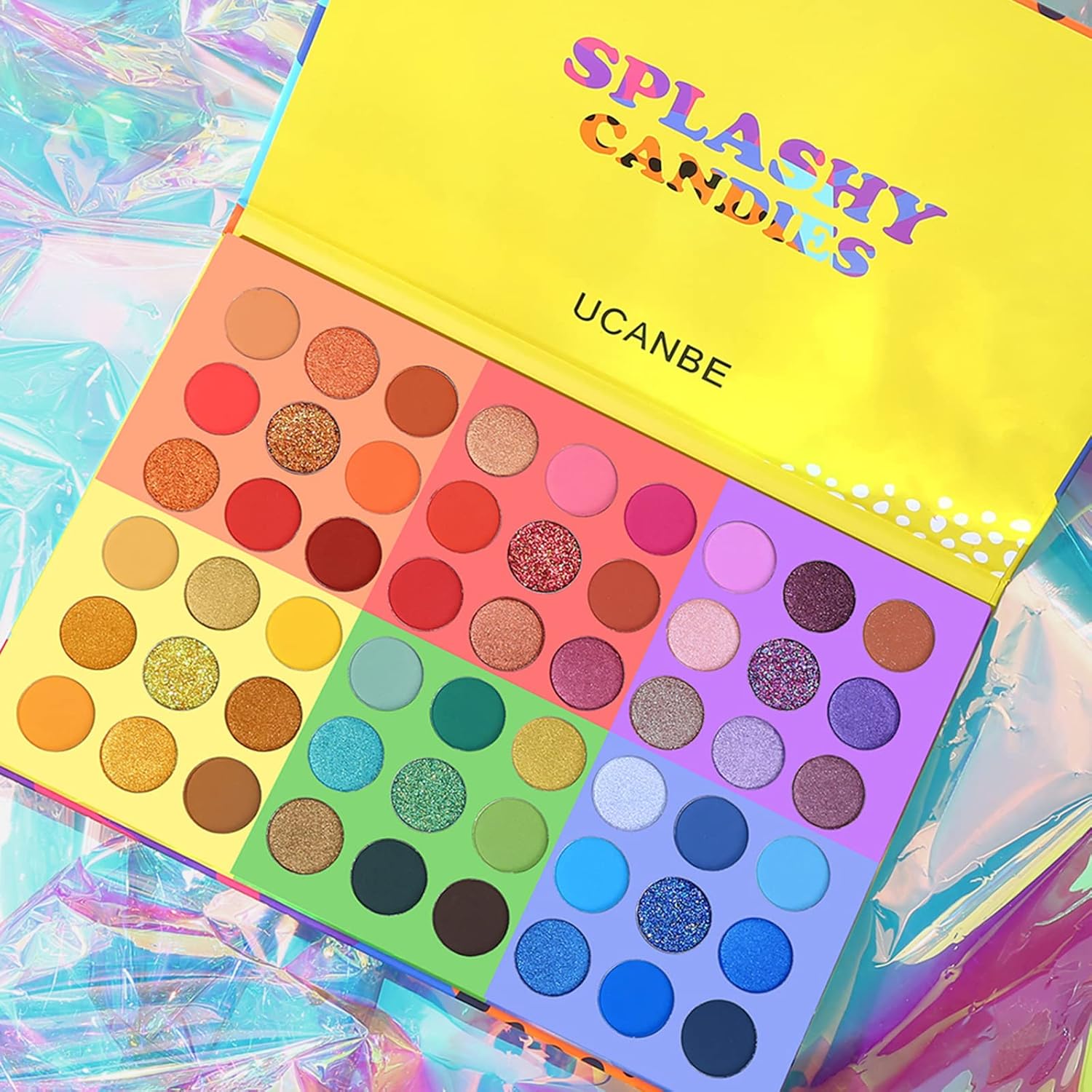 UCANBE 54 Colors Splashy Candies Eyeshadow Palette + 15pcs Makeup Brush Set, Highly Pigment Matte Metallic Shimmer Glitter Eye Shadow Bright Color Long Lasting Waterproof Easy Blending Make Up Pallet - Image 2