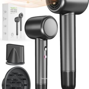 Hair Blow Dryer with Diffuser: 160000 RPM High Speed Curly Hair Dryer 500 Millions Negative Ions & Heat Control Women Lightweight Quiet Fast Drying with Brushless Motor for Gift Travel Salon