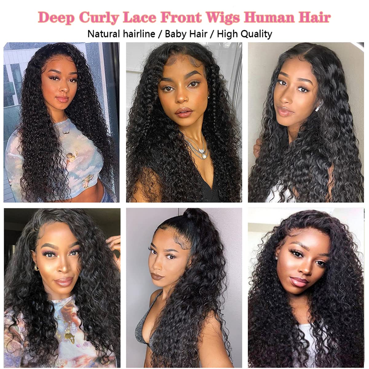 26 Inch Deep Wave Lace Front Wigs Human Hair Wigs for Black Women 180% Density HD Transparent 13×4 Lace Front Glueless Wigs Human Hair Pre Plucked with Baby Hair Deep Curly Lace Frontal Human Hair Wig - Image 7