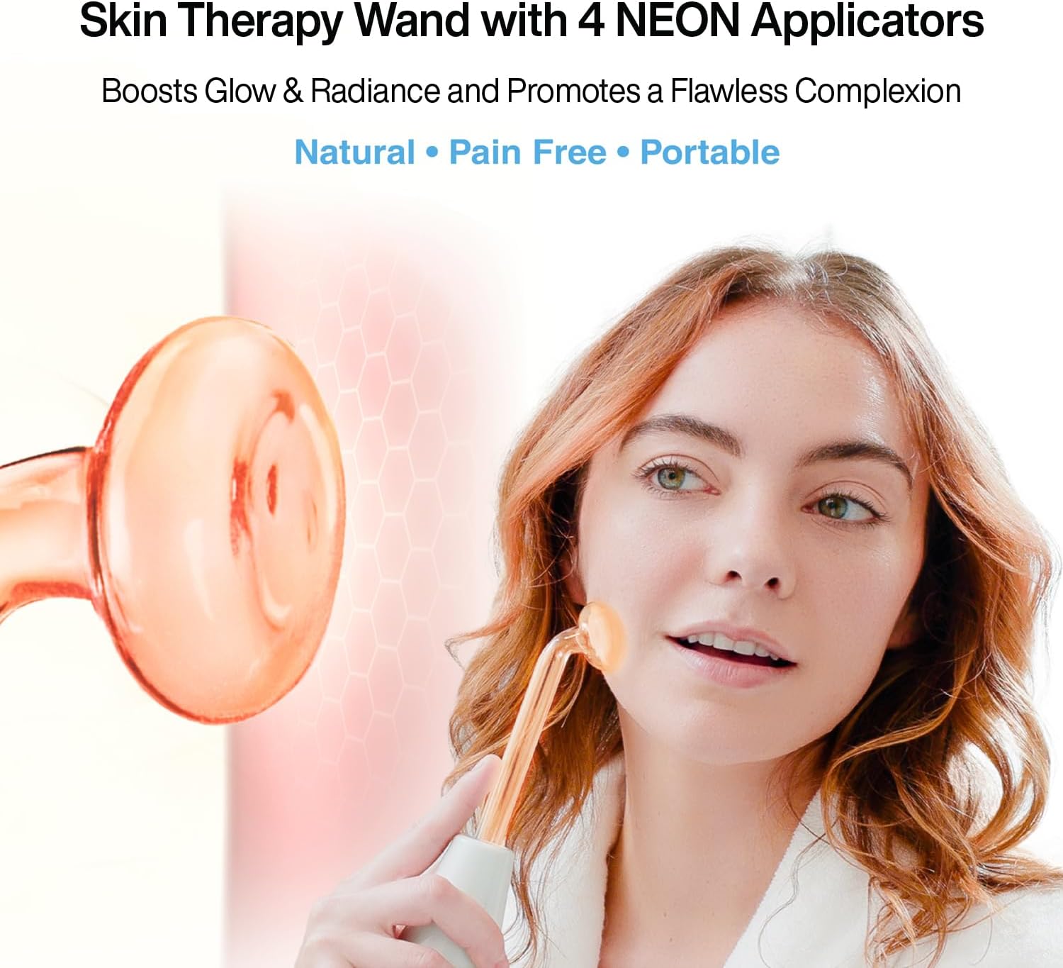 NuDerma Handheld Skin Therapy Wand Machine w/Neon – Anti-Aging - Skin Tightening - Wrinkle Reducing - Dark Circles – Clarifying - Hair & Scalp Stimulator - Image 3