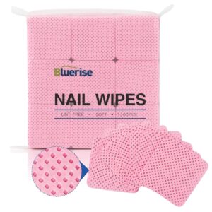 BLUERISE Lint Free Nail Wipes Pink 1200pcs Nail Polish Remover Pads Soft Absorbable Eyelash Extension Glue Cleaning Wipes