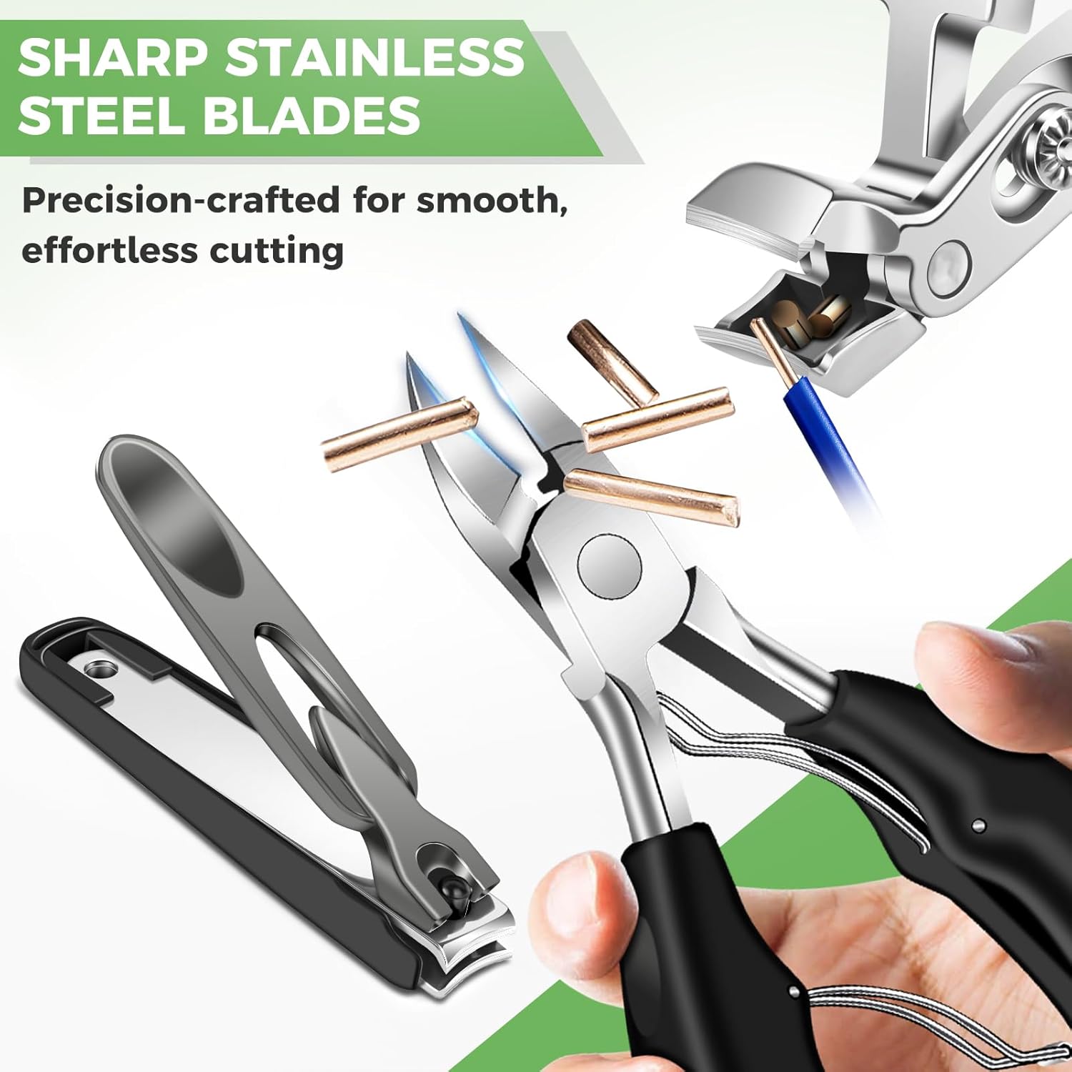 Toe Nail Clippers for Thick Toenails for Seniors, Angled Head Large Toenail Clippers for Men, Heavy Duty Fingernail Clipper with Catcher, Ultra Sharp Big Nail Cutters Set with Long Handle, Wide Jaw - Image 5