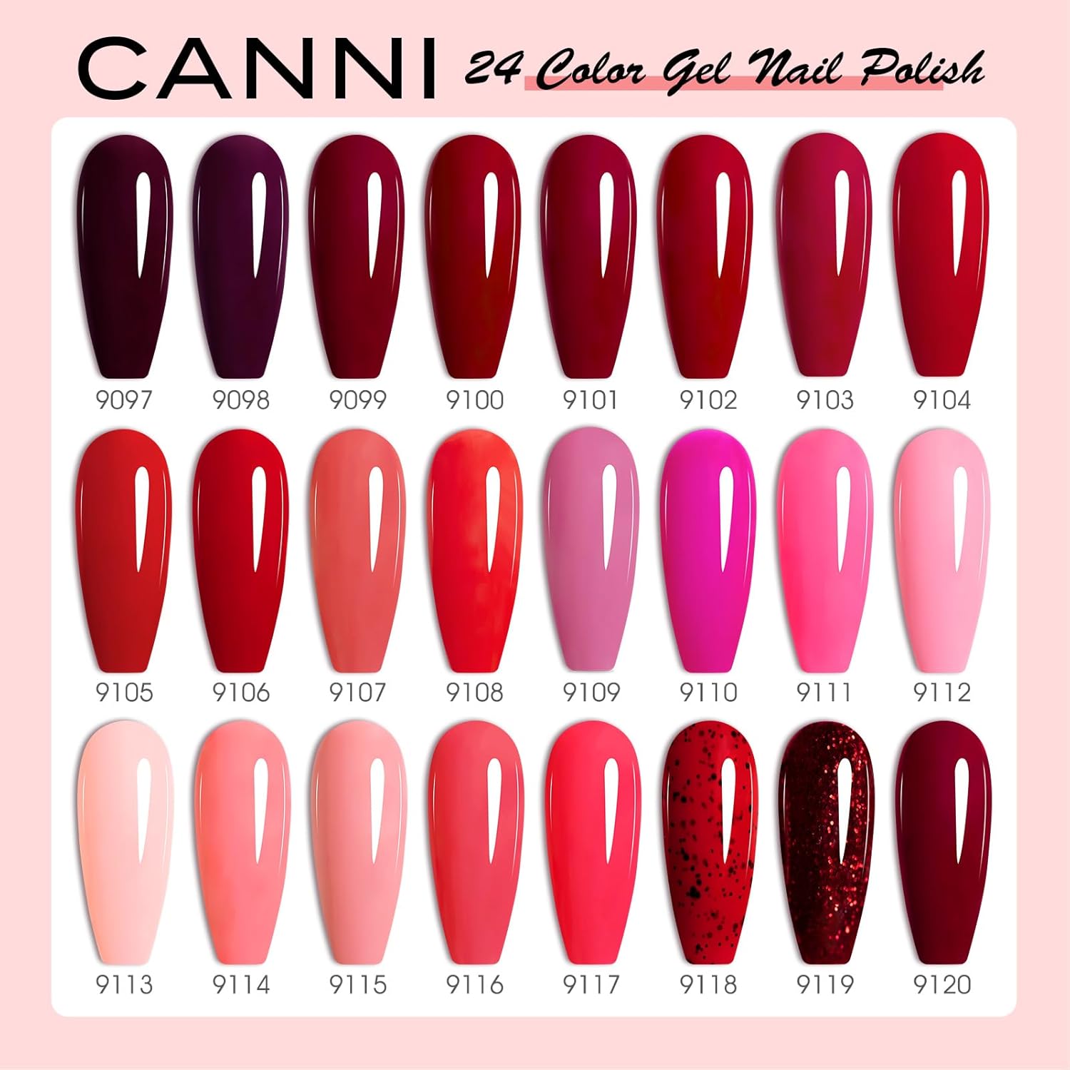 CANNI 30Pcs 9ML Hema-free Gel Nail Polish Set,Dark Red Hot Pink Purple Brown Burgundy Red Jelly Gel Polish Kit Soak Off LED Nail Polish Set Nail Art Starter Manicure Salon DIY at Home - Image 3