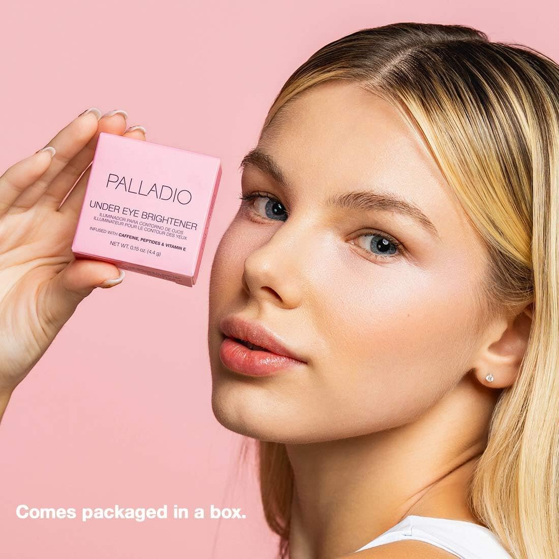 Palladio Under Eye Brightener, Conceal, Brightens, Reduces Appearance of Dark Circles, With Caffeine Peptides & Vitamin E, Tired Skin Color Correcting Brightener & Primer, Light to Medium Skin Tone - Image 6