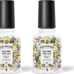 Poo-Pourri Original Citrus 2oz Before-You-Go Toilet Spray 2 Pack - Instantly Trap Bathroom Odor - Plant Based Ingredients & Essential Oils - No synthetic fragrance - Lemon, Bergamot & Lemongrass Scent
