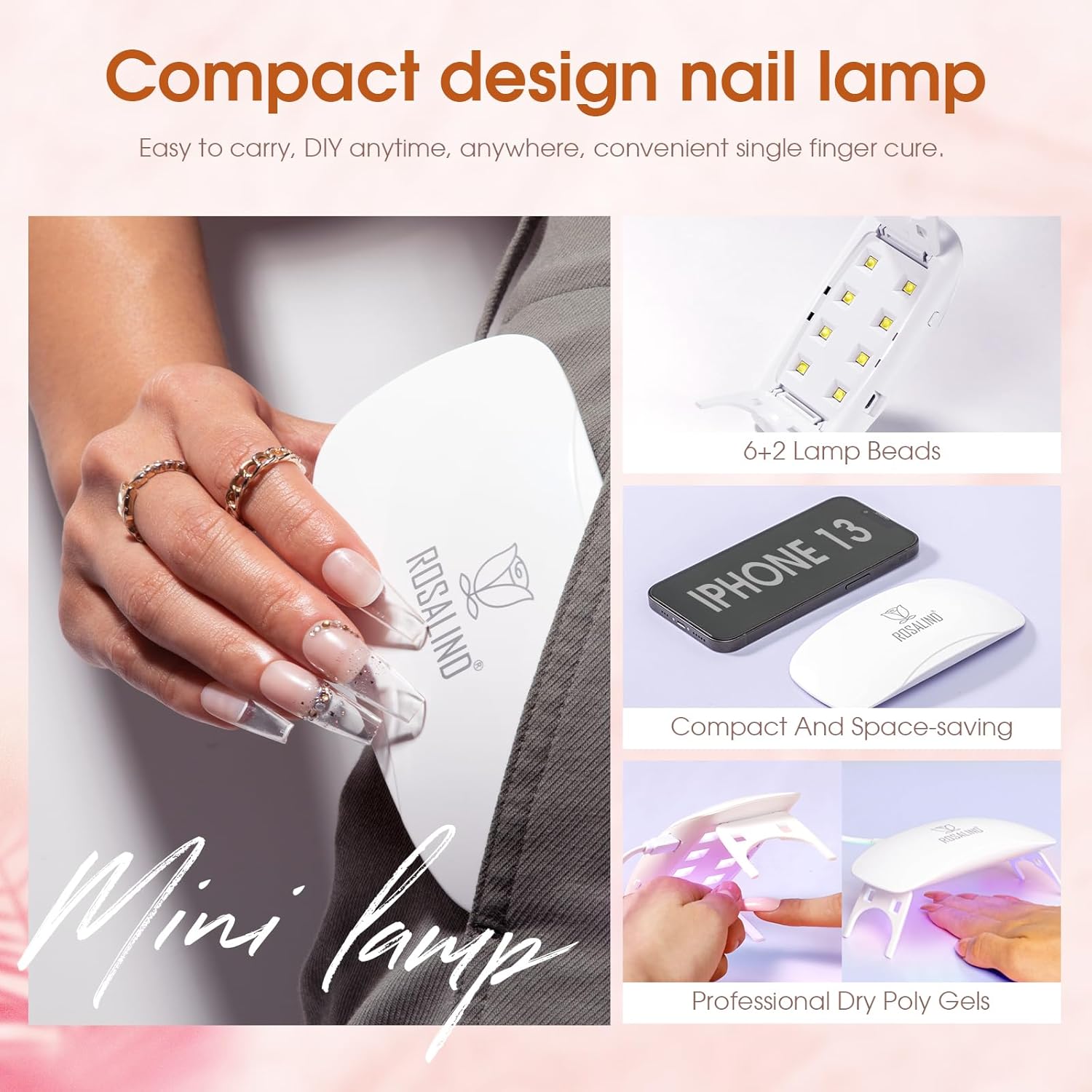 ROSALIND Poly Nail Gel Kit -14 Colors +72 Nail Art Accessories kit Clear Nude Poly Nails Gel Kit Starter Kit with Mini UV Lamp Slip Solution Basic Tools for Beginners with Everything - Image 5