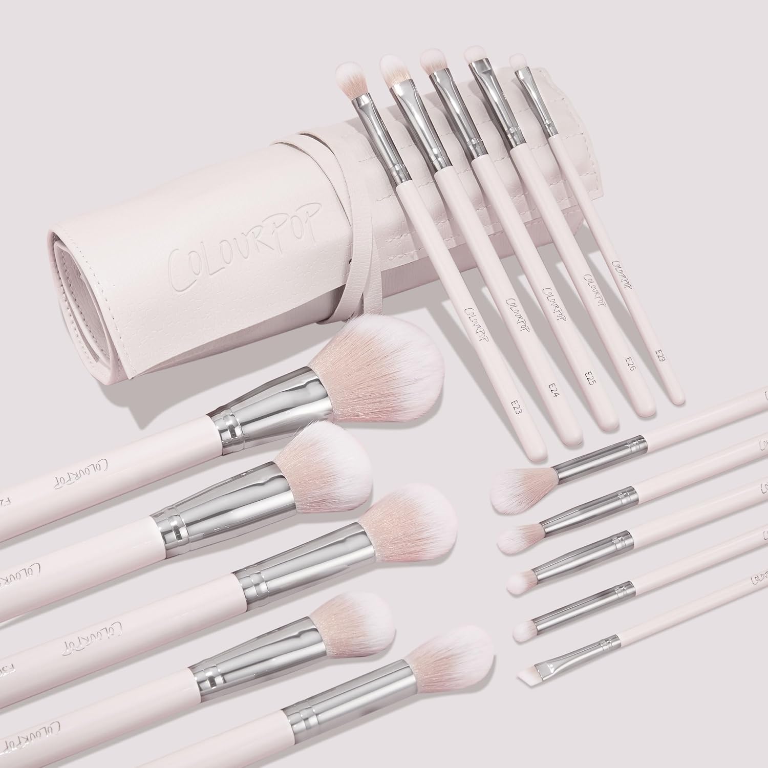 ColourPop Stone Cold Brush Roll Face & Eye Brush Set - Face & Eye Makeup Brush Set - Made with Luxe Synthetic Vegan Bristles - Includes Holder (15 Count) - Image 3