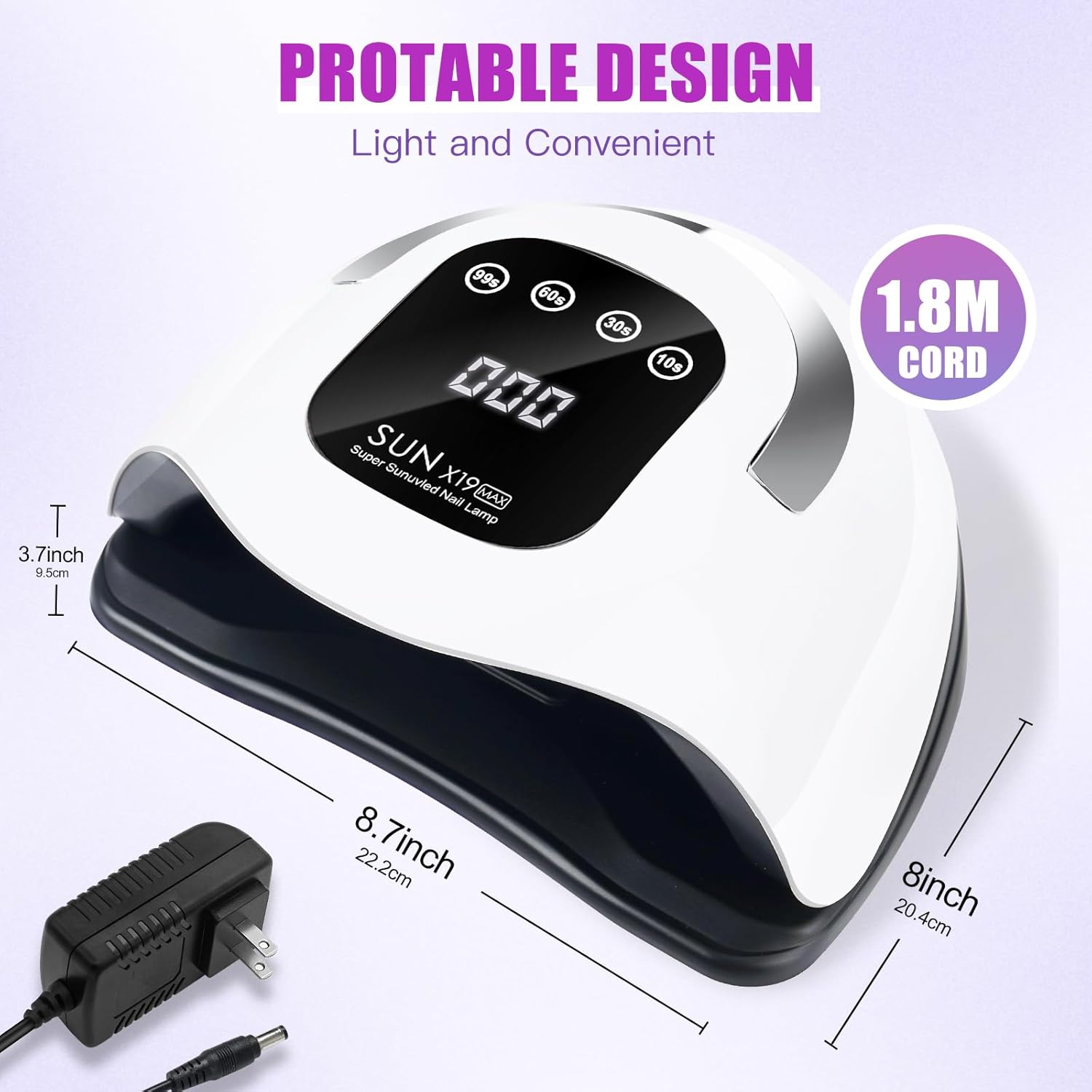 Wisdompark 320W UV LED Nail Lamp Black, 72 Beads, 4 Timers - Image 7
