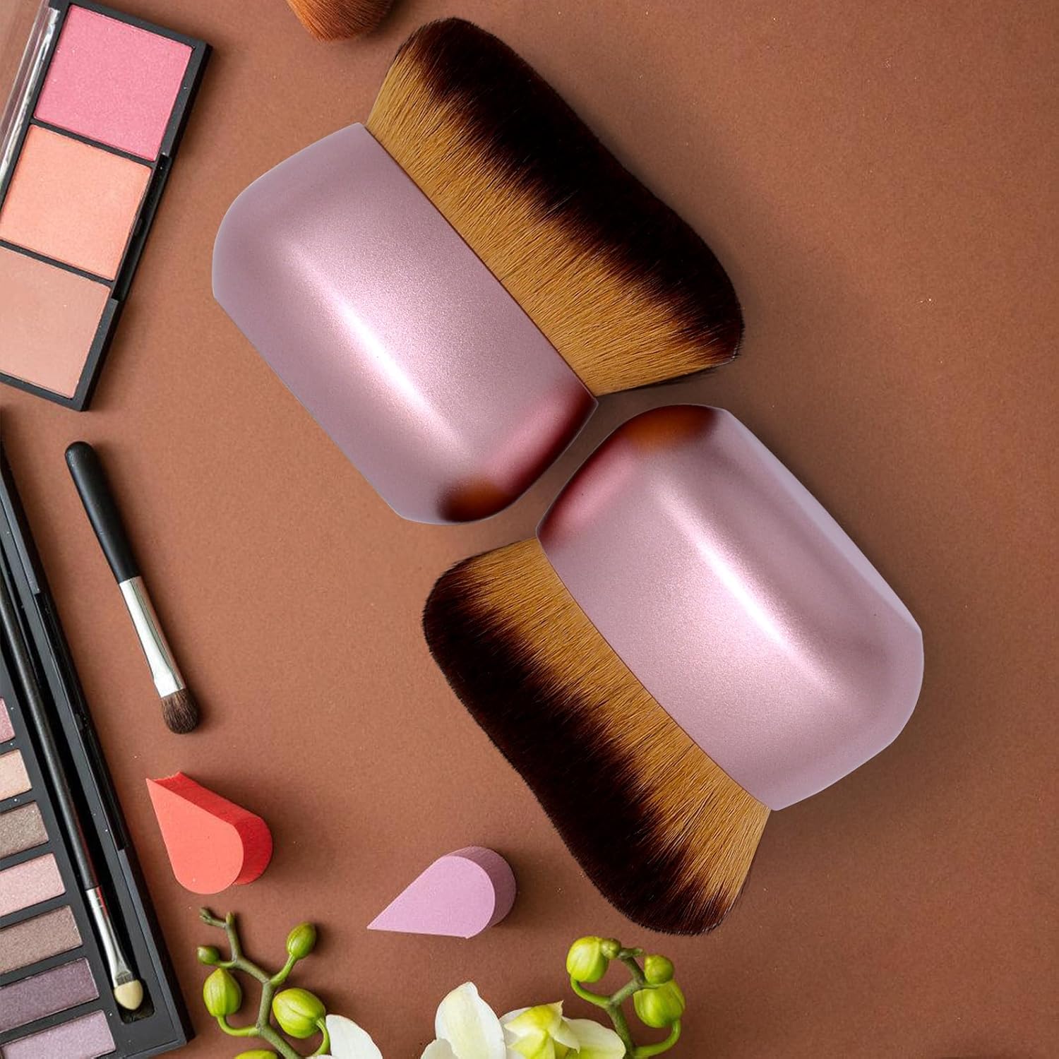 Extra Large Body Makeup Brush For Self Tanner, Leg Makeup &Bronzer Blend,75 mm Wide-headed Kabuki Brush Provides More Even &Pretty Application, Oval Face&Back Makeup Brush, Wet&Dry Use- Pink Rose Gold - Image 7