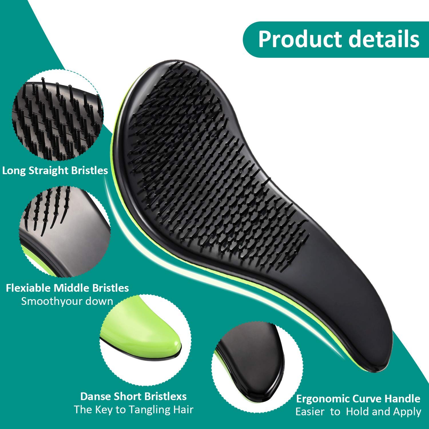 WYNK Detangling Brush 2-Pack for Adults & Kids - Green & Pink Hairbrush for Wet/Curly/Thick Hair, Gentle Knot Remover with Scalp Massage - Image 6