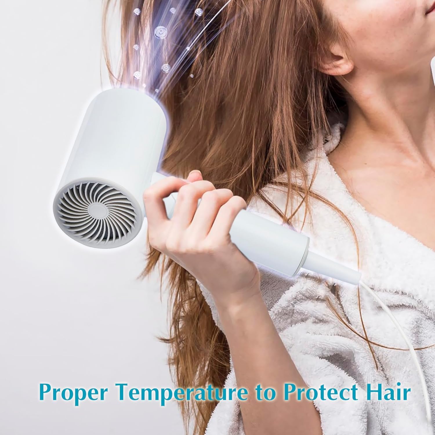 Compact 1600W White Foldable Travel Hair Dryer for Fast Drying - Image 5