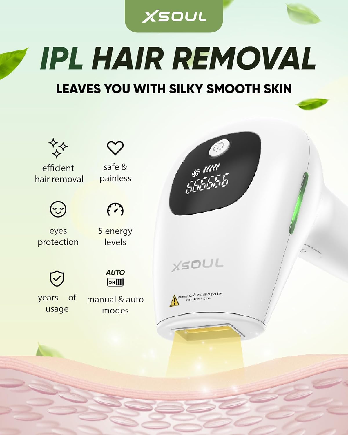 At-Home IPL Hair Removal for Women and Men Permanent Hair Removal 999,999 Flashes Painless Hair Remover on Armpits Back Legs Arms Face Bikini Line, Corded - Image 2