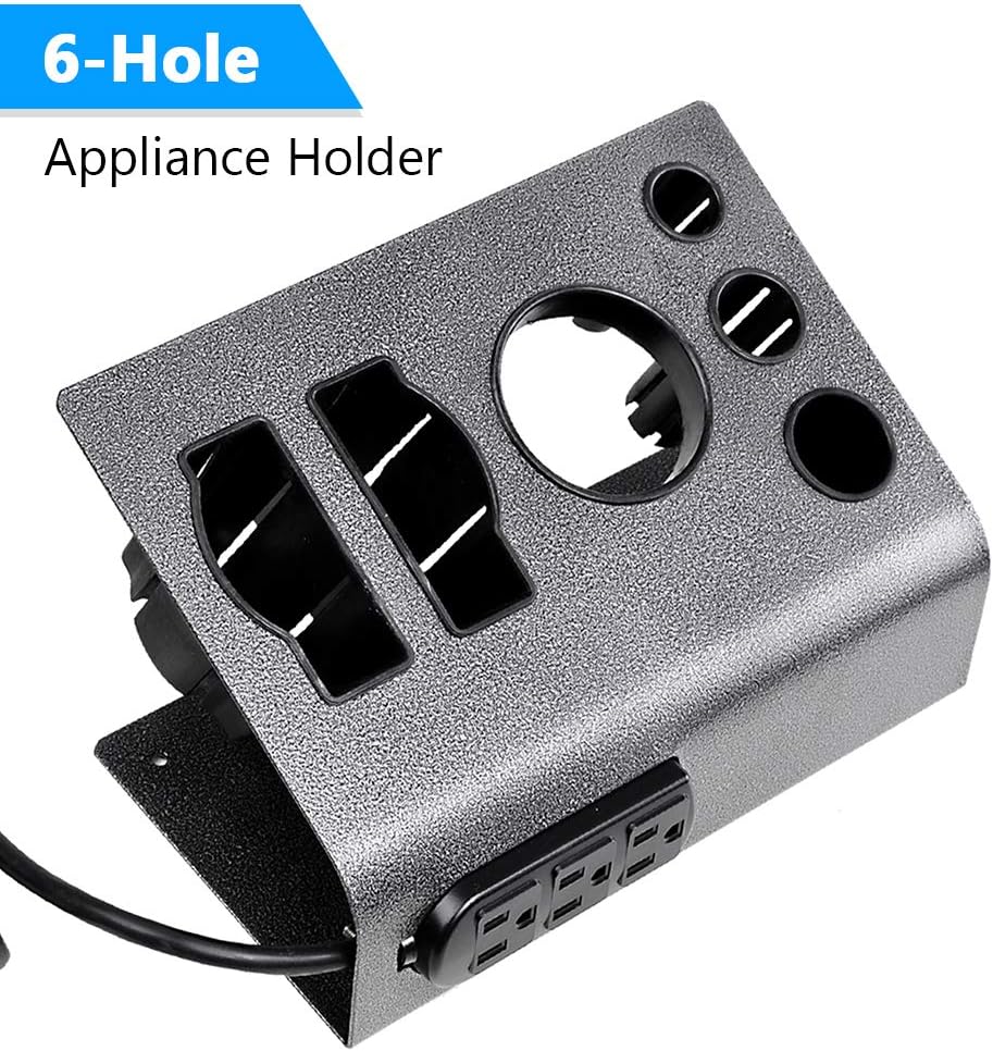 BYOOTIQUE 6-Hole Tabletop Blow Dryer & Hair Iron Holder Salon Appliance Stand with 3 Outlets Hair Tool Organizer Hot Tools Organizer for Stylist Straightener Bathroom Supplies - Image 8