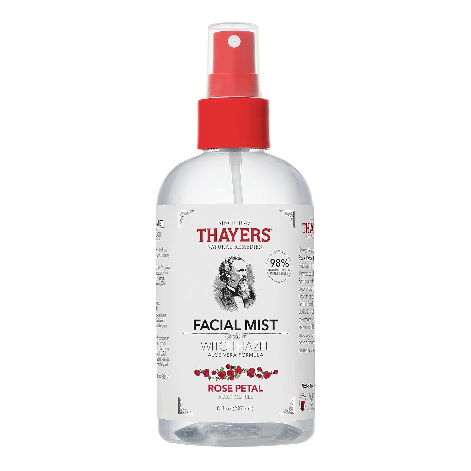 Thayers Alcohol-Free Witch Hazel Facial Mist Toner with Aloe Vera, Rose Petal, Soothing and Hydrating, For All Skin Types, 8 oz