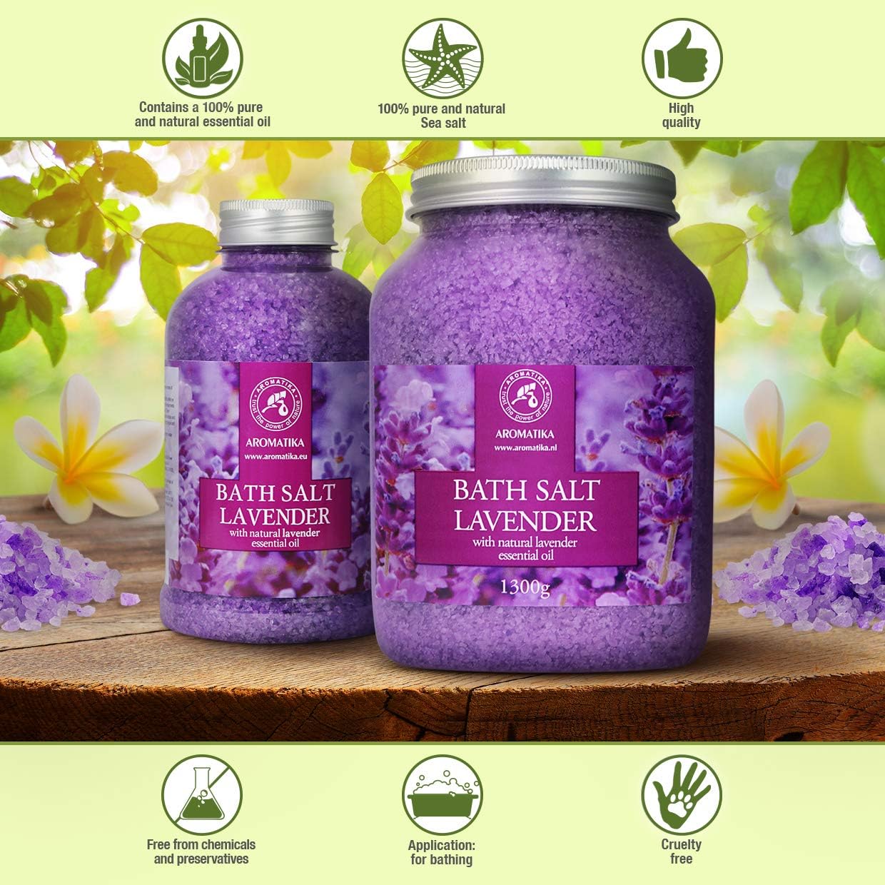 Sea Salt Lavender with Natural Lavender Essential Oil - Set 2x46 Oz - Lavender Bath Salts - Lavanda Salt - Stress Relief - Beauty - Relaxing - Bathing - Body Care - Image 4