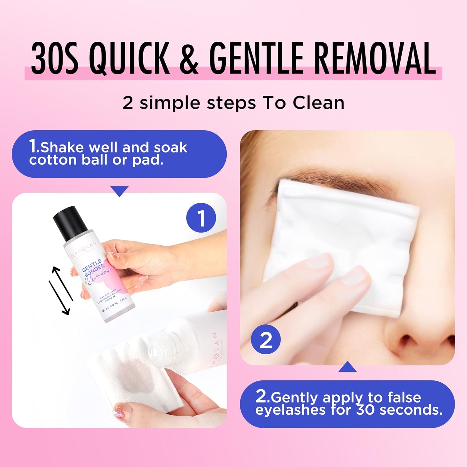BEPHOLAN 100ml Gentle Sensitive Eye Lash Glue Remover for DIY Extension & Makeup - Image 5