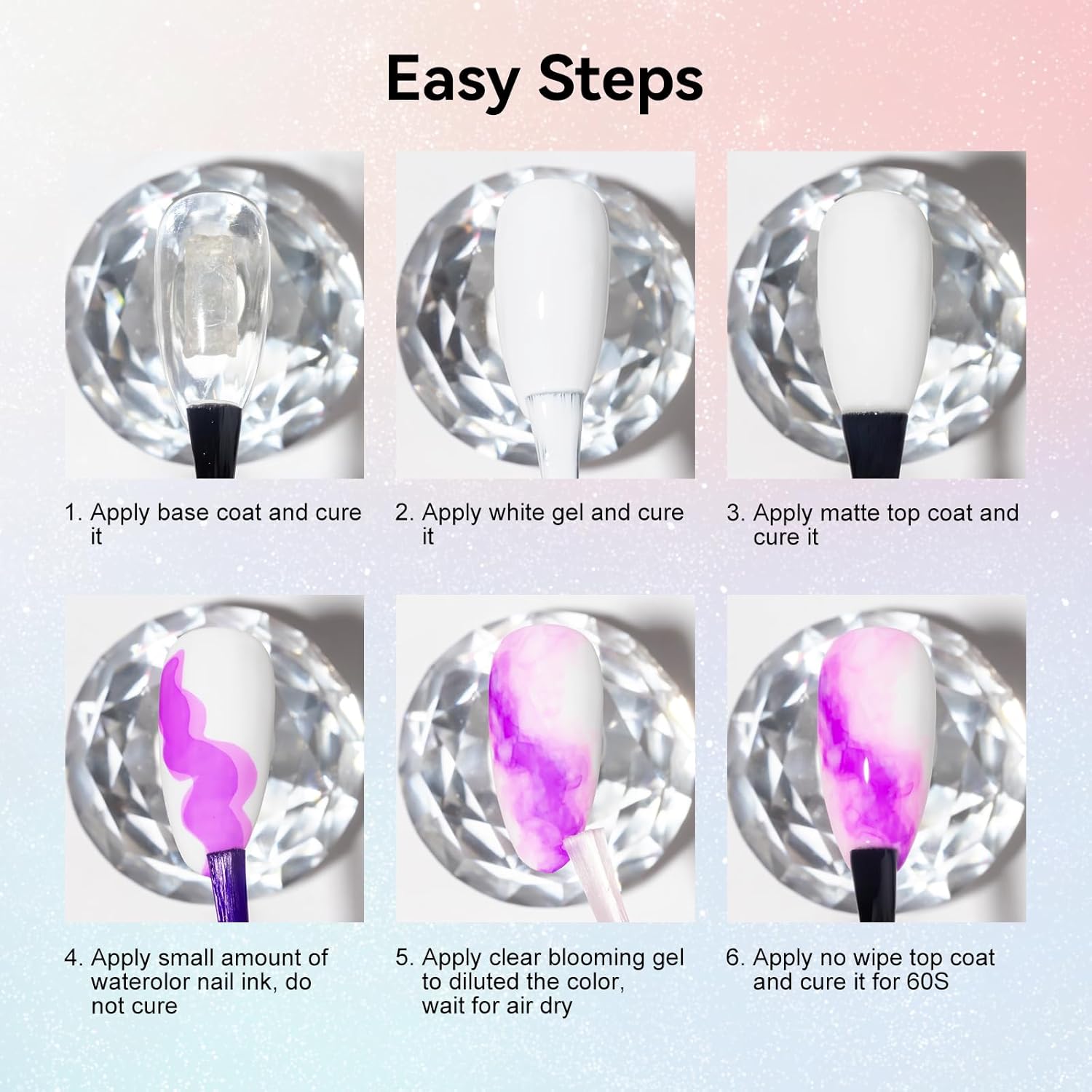 MIZHSE Marble Nail Polish Set, 12 Colors Marble Ink for Nails Glitter Effect Nail Ink Blooming Gel Watercolor Nail Polish for Nail Art Design Manicure at Home - Image 8