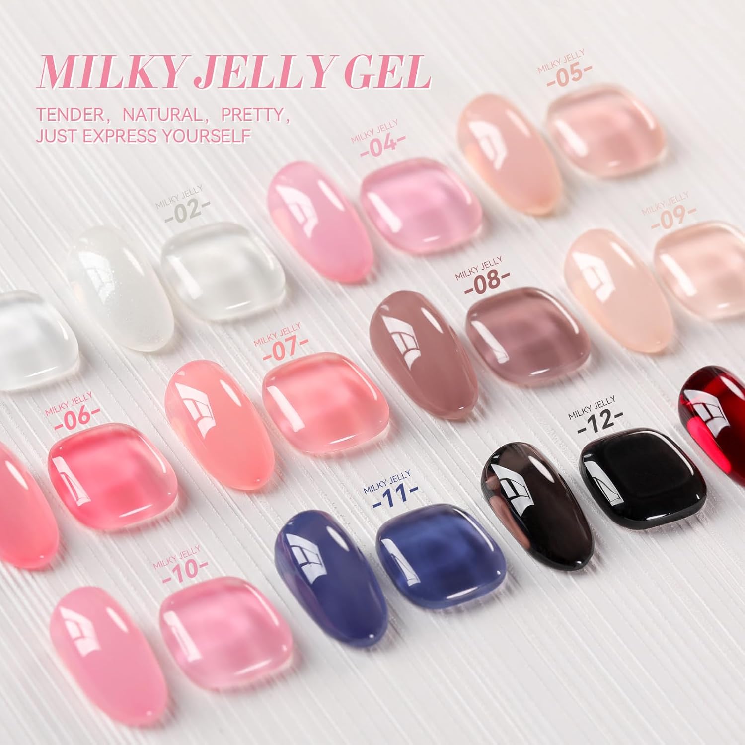 BORN PRETTY Jelly Gel Nail Polish Jelly Nude Gel Polish Sheer Translucent Skin Stone Natural Soak Off Hema-Free Gel Polish Nail Art DIY 15ML - Image 5