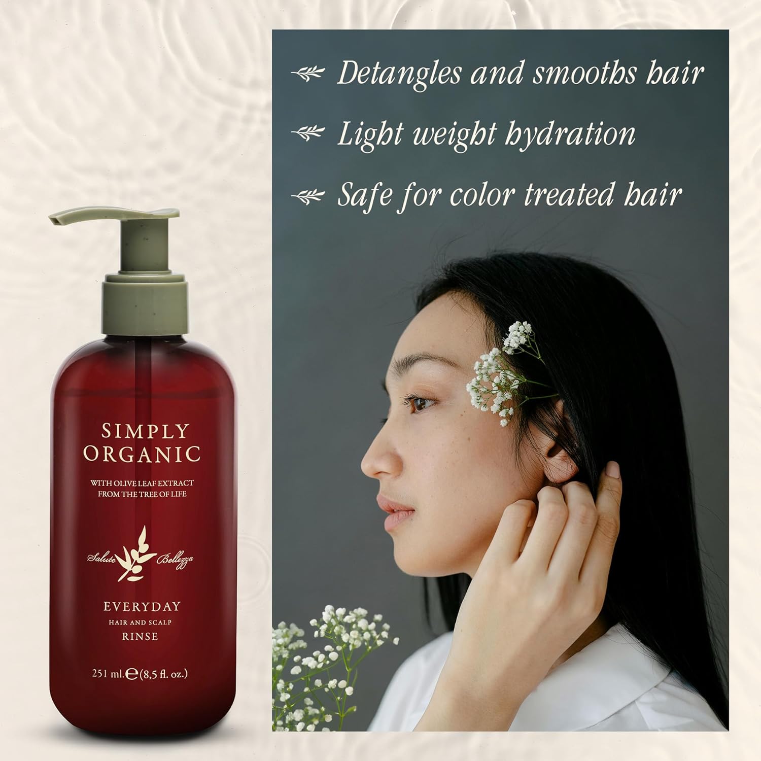 Hair & Scalp Rinse Daily Conditioner, Made in Italy, All Natural Cruelty Free Hair Care for Women & Men, Organic Olive Oil, Jojoba Oil, Spruce Tree Extract, 251ml/8.5floz, EVERYDAY - Image 4