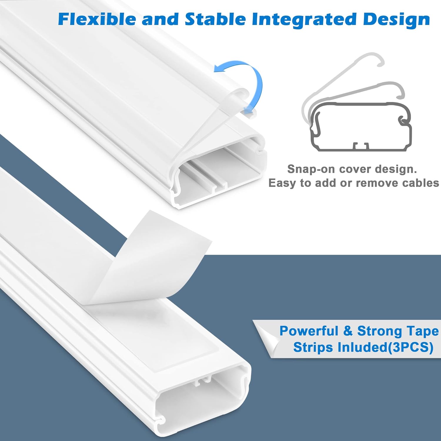 TV Cord Hider - 39in(3xL13in) Cord Covers for Wall Mounted TV Cable Hider Wall Kit | Wire Hiders for TV on Wall, Wire Covers for Cords, Cable Concealer Hide Cords, 1.5" W x 0.75" H, White - Image 5