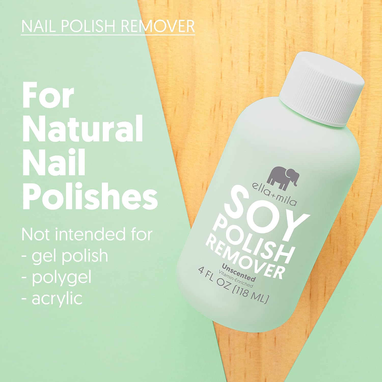 ella+mila Soy Nail Polish Remover Non-Acetone Nail Polish Remover - Non-Toxic Fingernail Polish Remover - For Natural Nail Polishes - Unscented & Enriched With Vitamins A, C & E(4 fl oz) Teal - Image 6