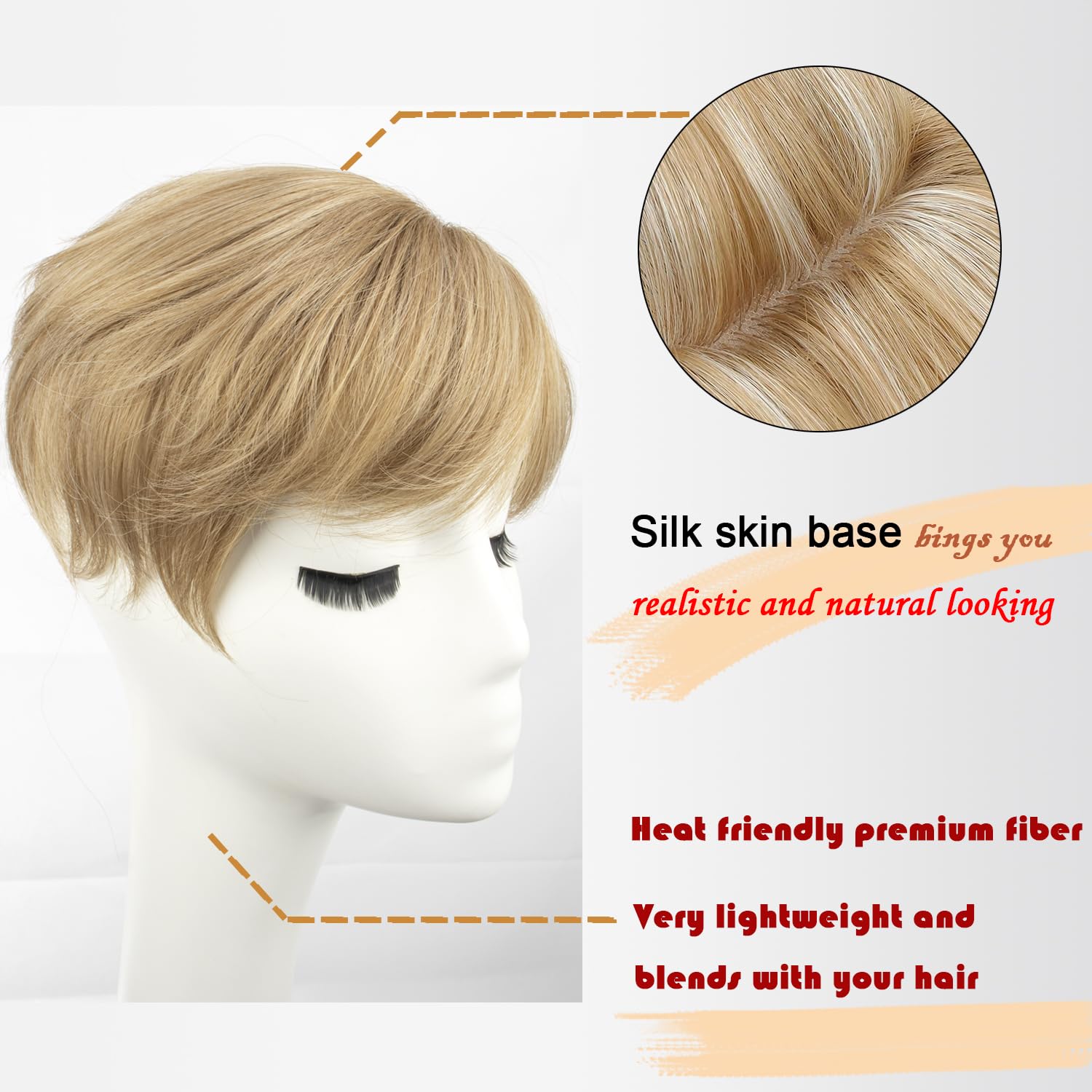 Hair Topper for Women - Short Pixie Cut Synthetic Piece for Thinning Hair - Wiglet (Blonde) - Image 2