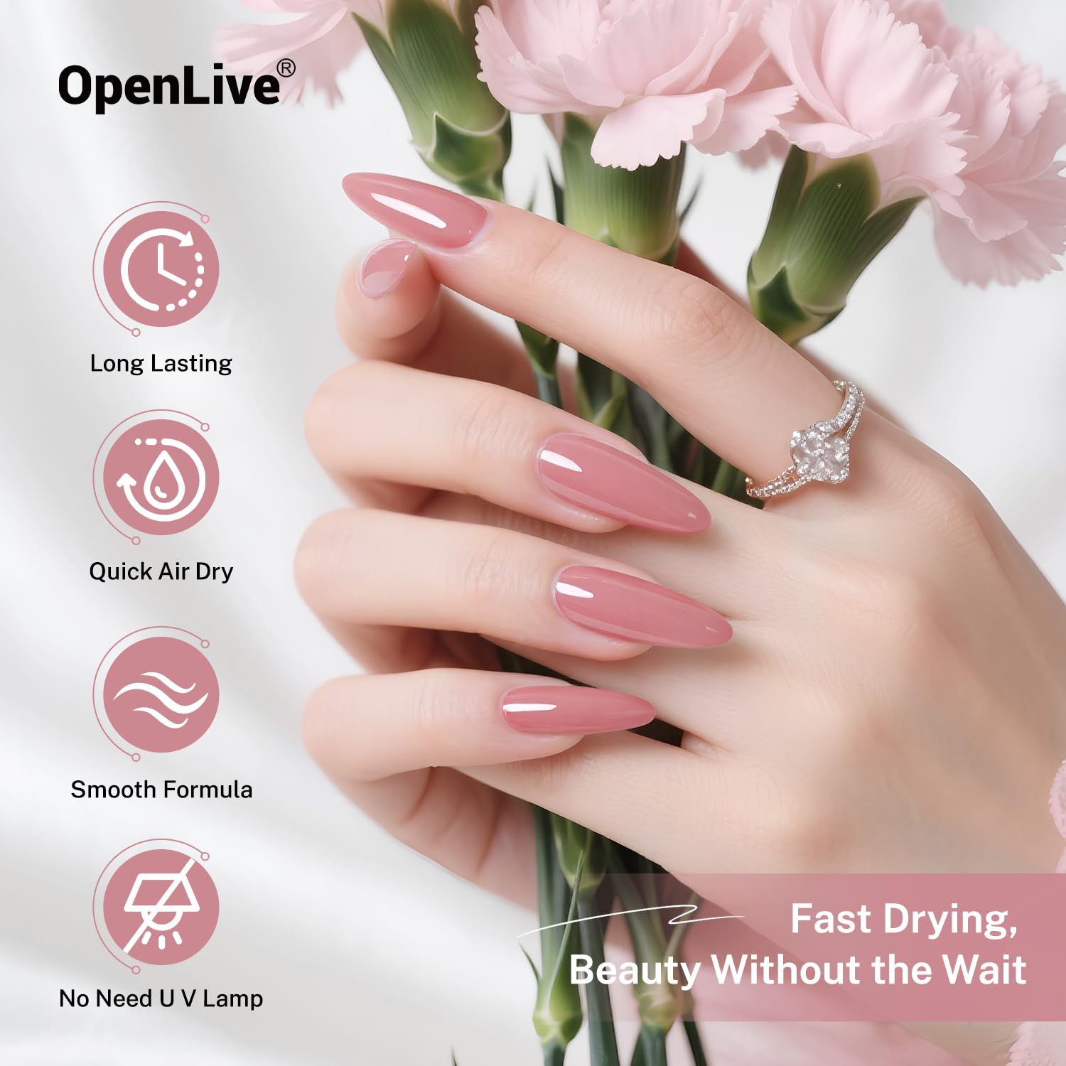 16.5ml Dusty Rose Quick Drying Light Pink Nail Polish for Long Lasting Manicure - Image 5