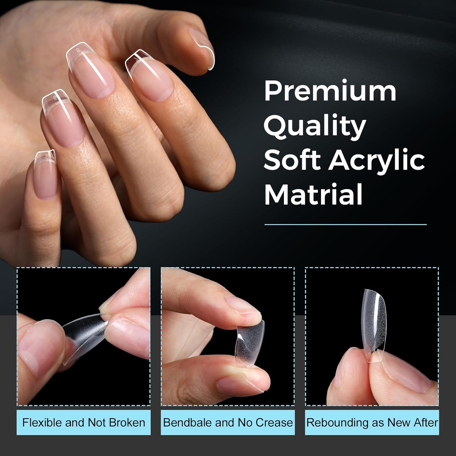 TOMICCA Clear Nail Tips Acrylic Nails 240Pcs Short Coffin Acrylic Nail Kit Gel Nail Tips Pre-shape Clear Nails for Beginner and Professional DIY Salon 12 Sizes - Image 4