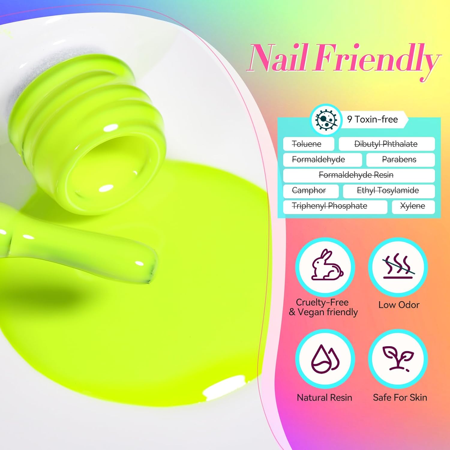 Born Pretty Gel Nail Polish Neon Gel Nail Polish Set Fluorescent Gel polish Orange Hot Pink Blue Yellow Green Purple Vibrant Soak Off U V LED Gel Nail Polish Nail Art 7ml 6pcs - Image 6