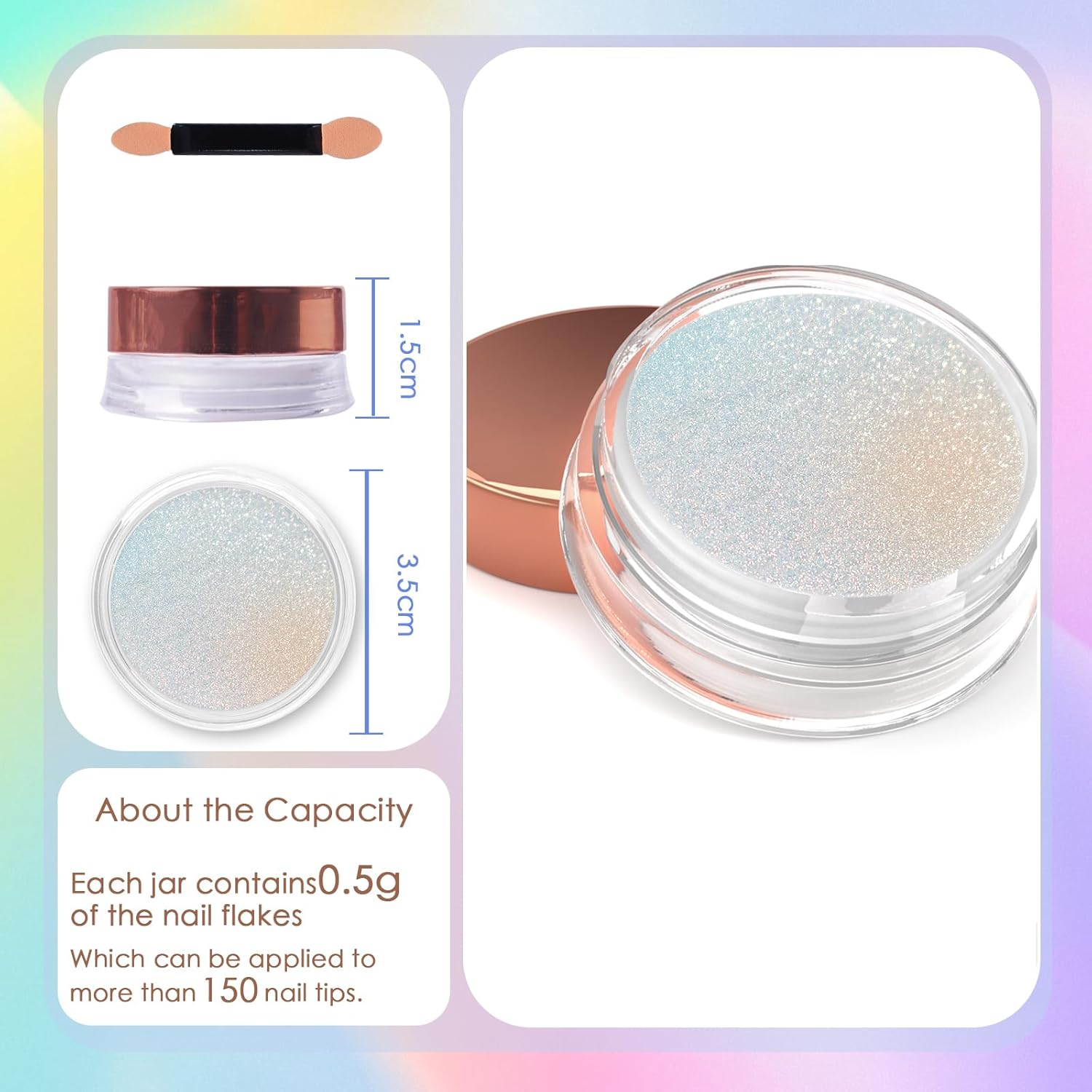 Laza Unicorn Chrome Nail Powder Glazed Donut Nails Metallic Mirror Effect Pigment Shimmer Pearl Powder Iridescent Nail Glitter Fairy Dust for Nail Art Supplies Gel Polish Manicure–Purple Green Mermaid - Image 5