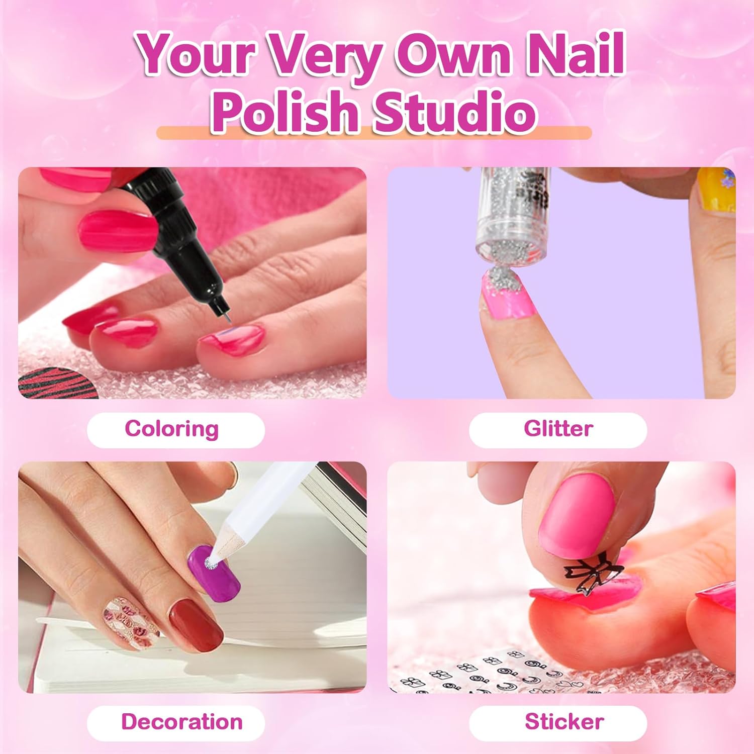 Kids Nail Polish Set for Girls, Nail Art Kit for Ages 7-12 - Girl Gifts - Nail Polish Non Toxic Girl Stuff for Spa Makeup Manicures - Birthday Gift Toys for Girls 7 8 9 10-12 Years Old - Image 3