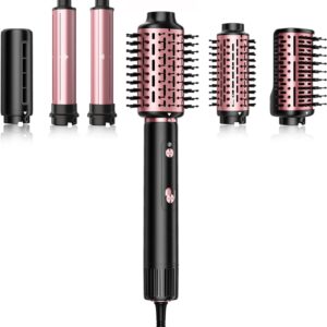 SKIMI Blow Dryer Brush with 110,000 RPM Brushless Motor and Blowout Brush, Multi Hair Air Styler for Faster Drying, Curling, Straightening, Volumizing with Salon-Quality Results (Black & Red Gold)