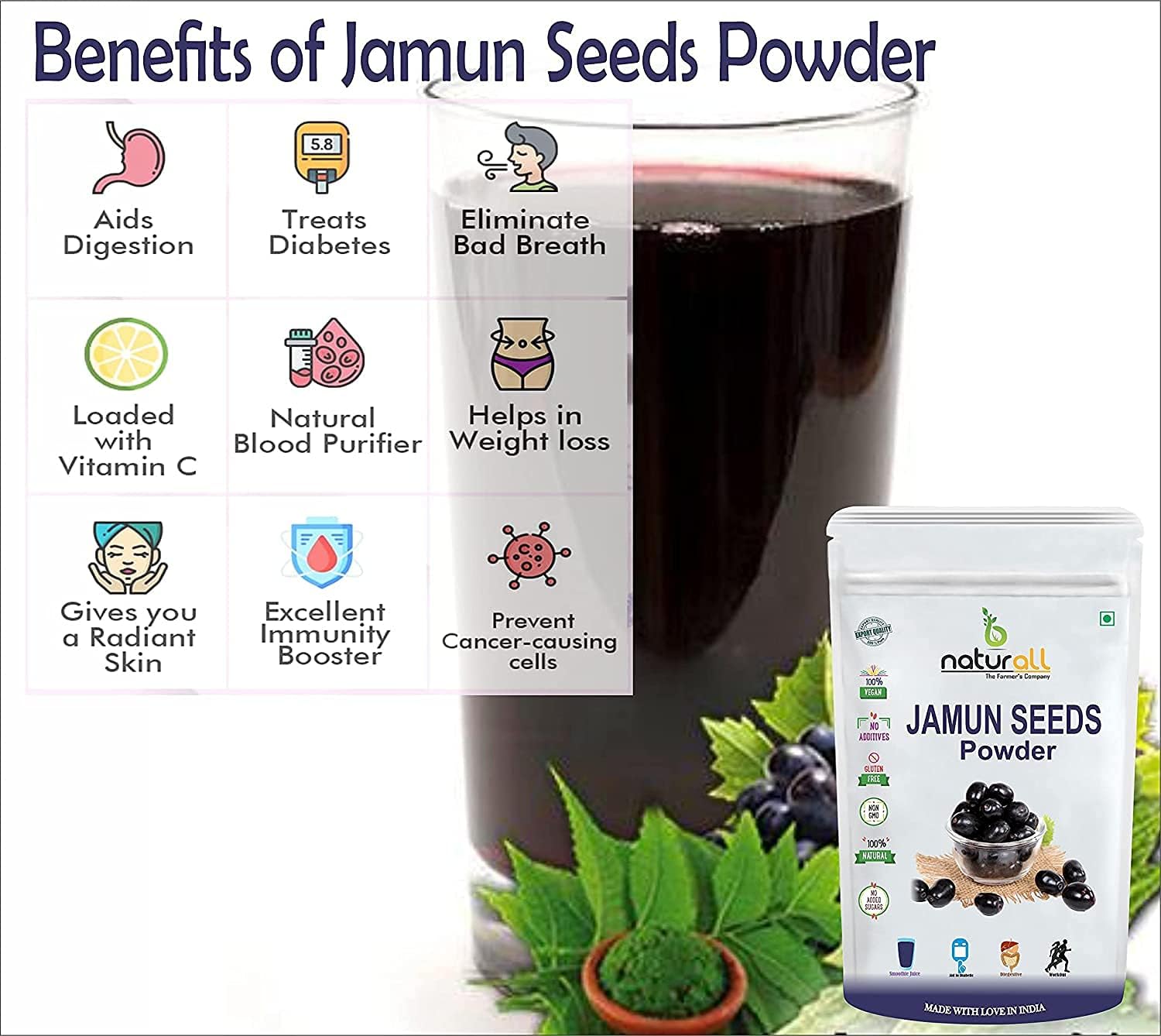 Jamun Seeds Powder for Diabetes | Sugar Balance - 100 GM by B Naturall - Image 5
