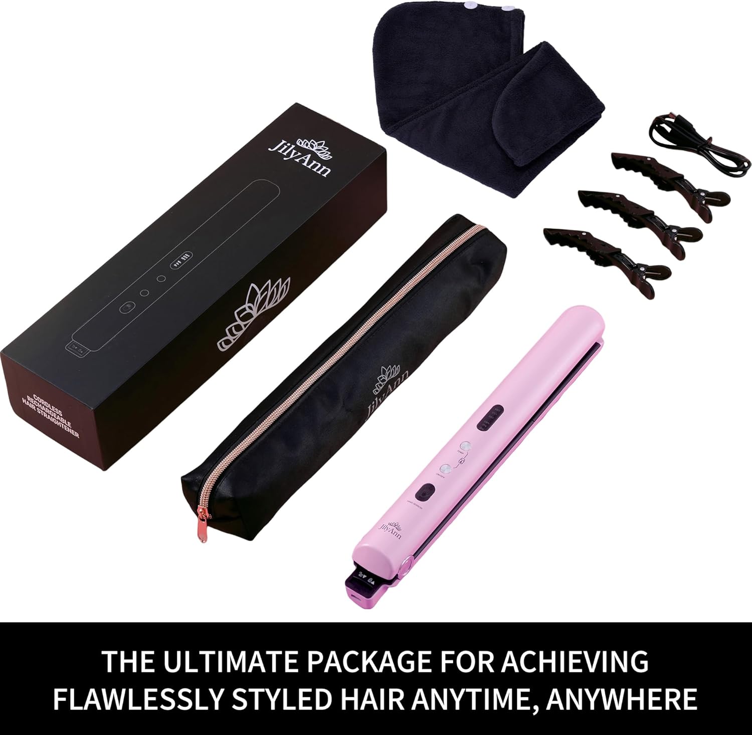Cordless Hair Straightener & Curler 2-in-1 | Ceramic Flat Iron, Dual Voltage 9000mAh Battery | Reduces Frizz for Shinier, Smoother Hair | 3 Temp 350°F/375°F/430°F | USB-C Rechargeable - Image 7