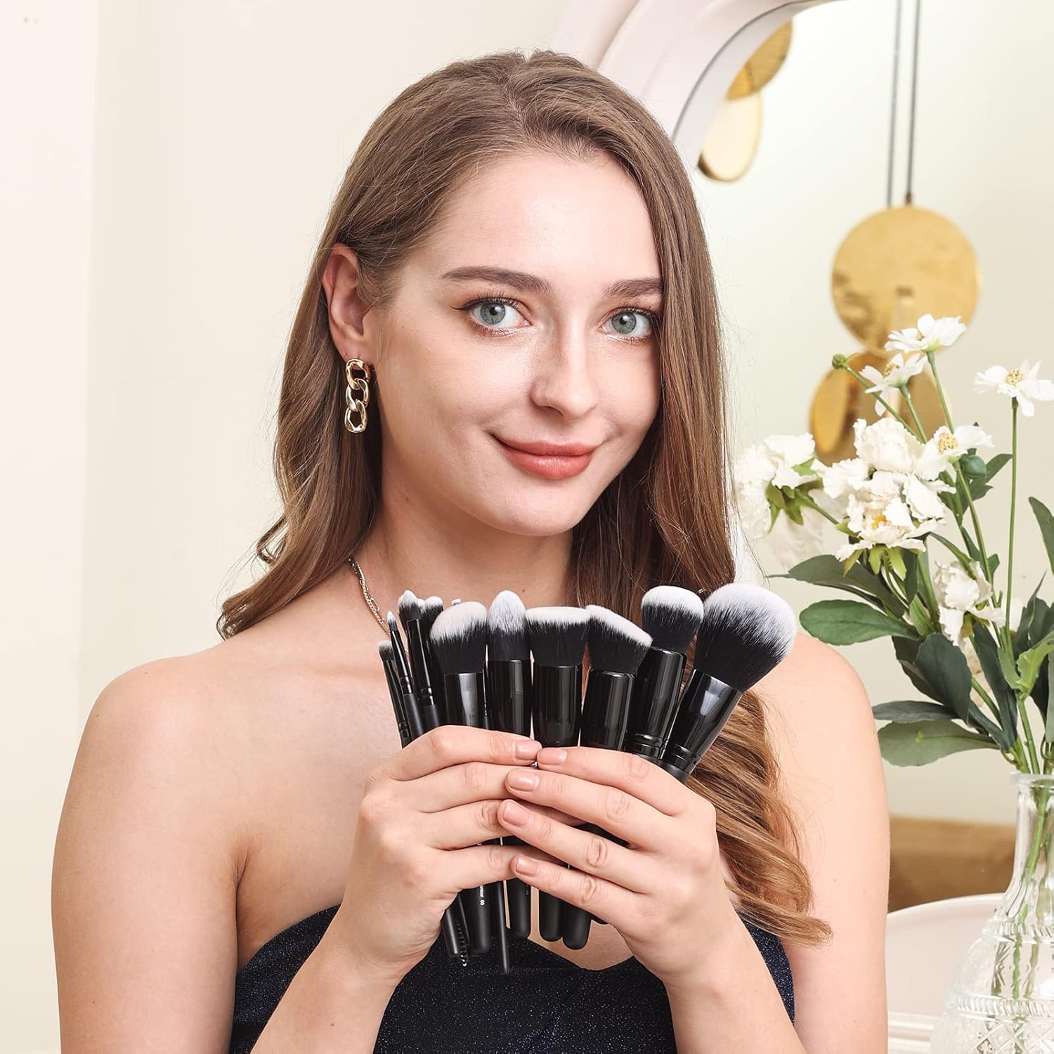 Bueart Design 19Pcs ULTRA SOFT Black labeled DENSE HAIR Makeup Brushes set Contains large powder Flat Foundation Ultimate Blending Make up Brush set Blush Face Brush Concealers contour Eyeshadow - Image 2