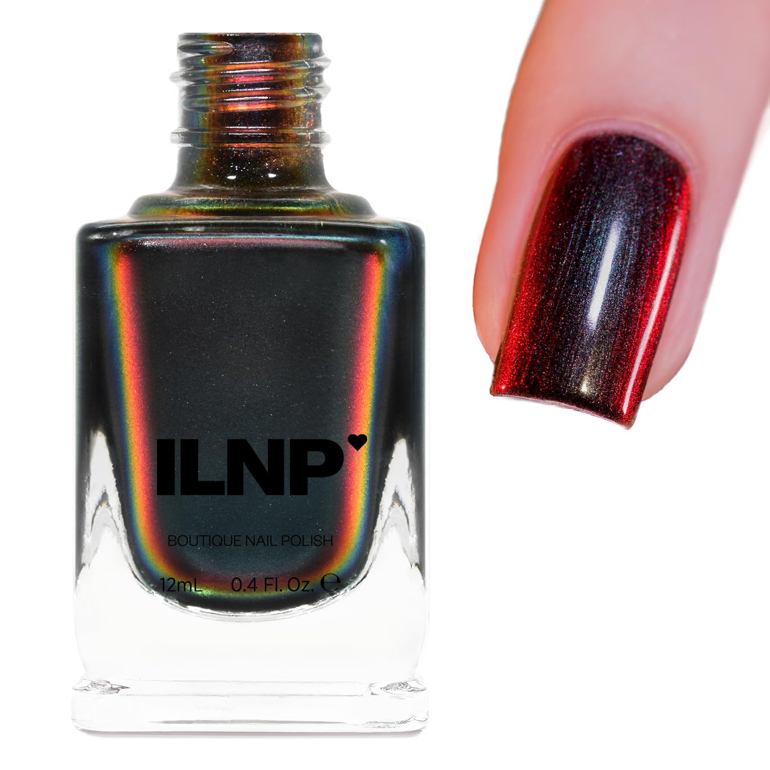 ILNP Eclipse - Black to Red Ultra Chrome Nail Polish