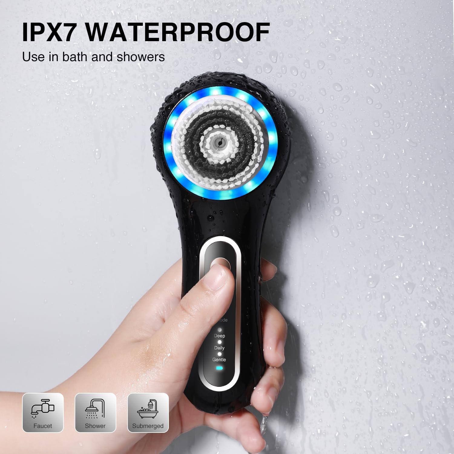 Waterproof Rechargeable Face Scrubber Exfoliator Kit with 5 Deep Cleansing Brush Heads - Image 2