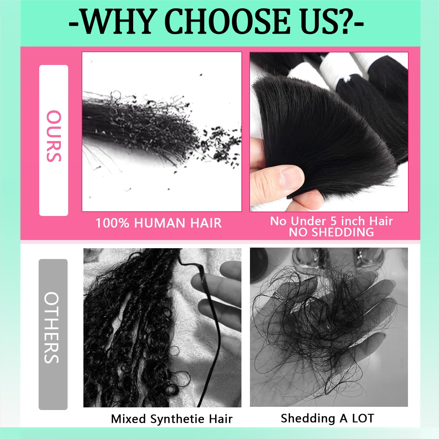 Human Braiding Hair for Boho Braids 12A Deep Water Wave Braiding Hair 100% Human Hair Unprocessed Brazilian Virgin Hair for 2 Bundles/Pack 100g Micro Braiding No Weft (1B-Natural Black-Deep, 16Inch) - Image 4