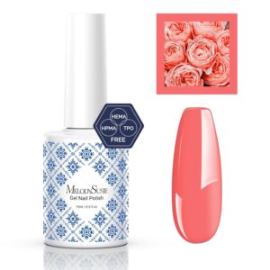 MelodySusie Fleurwee Plant Based Gel Nail Polish, Hema Free Coral Orange Nail Polish, Soak Off UV LED Gel Polish Gift for Women 21 Non Toxic Long Lasting Nail Art Manicure Salon DIY at Home P25