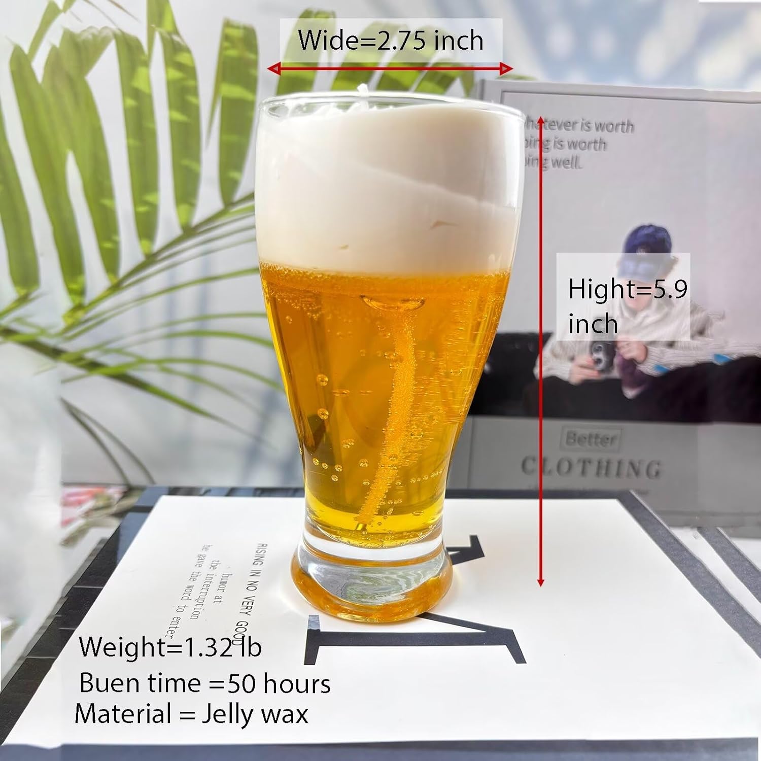 Crafted Scented Jar Candles 8 oz Beer Glass for Home Aromatherapy Gift for Women - Image 2