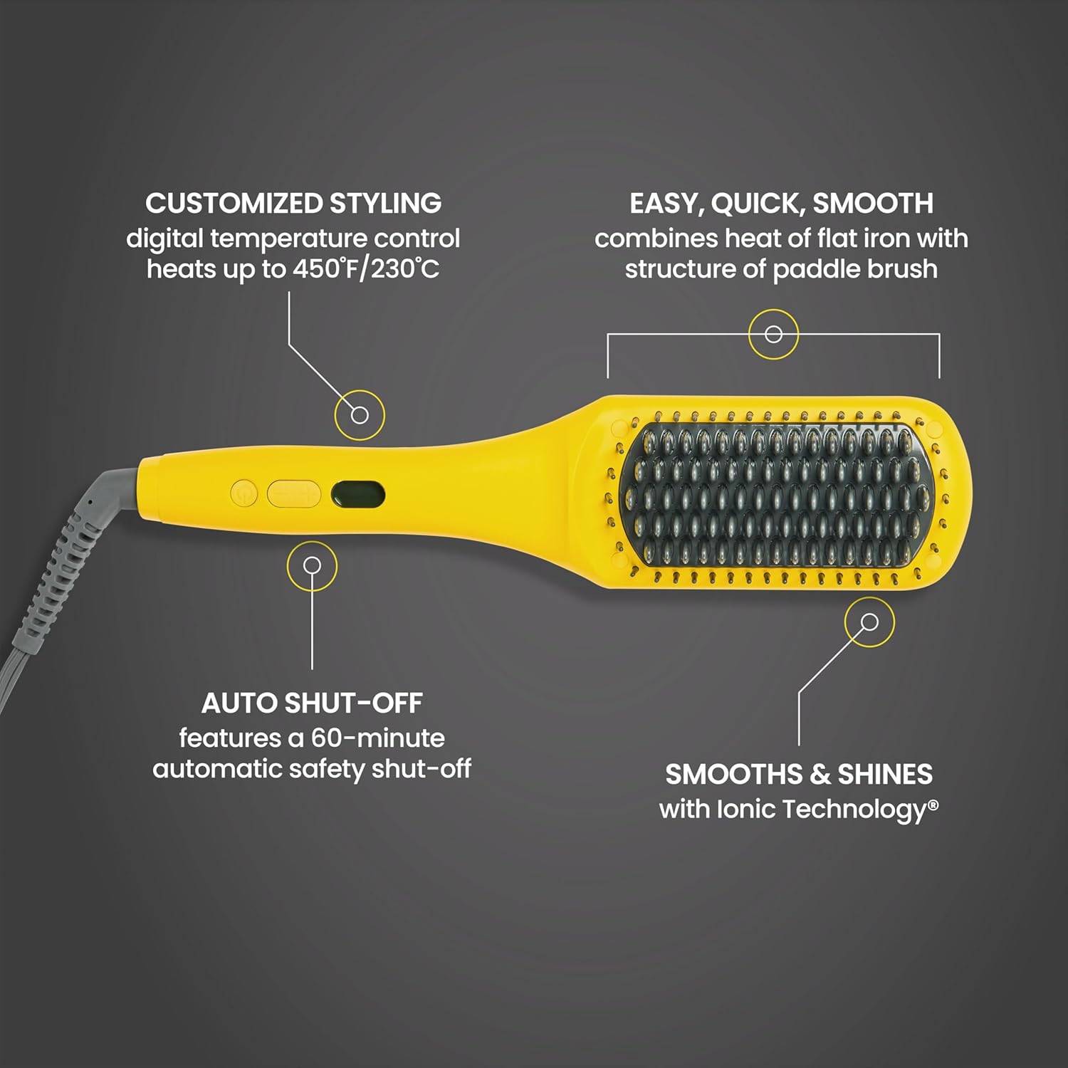 Drybar The Brush Crush Heated Straightening Brush | One Step Hair Straightener Brush, Smooth and Style for Frizz-free Hair, Works With All Hair Types - Image 4