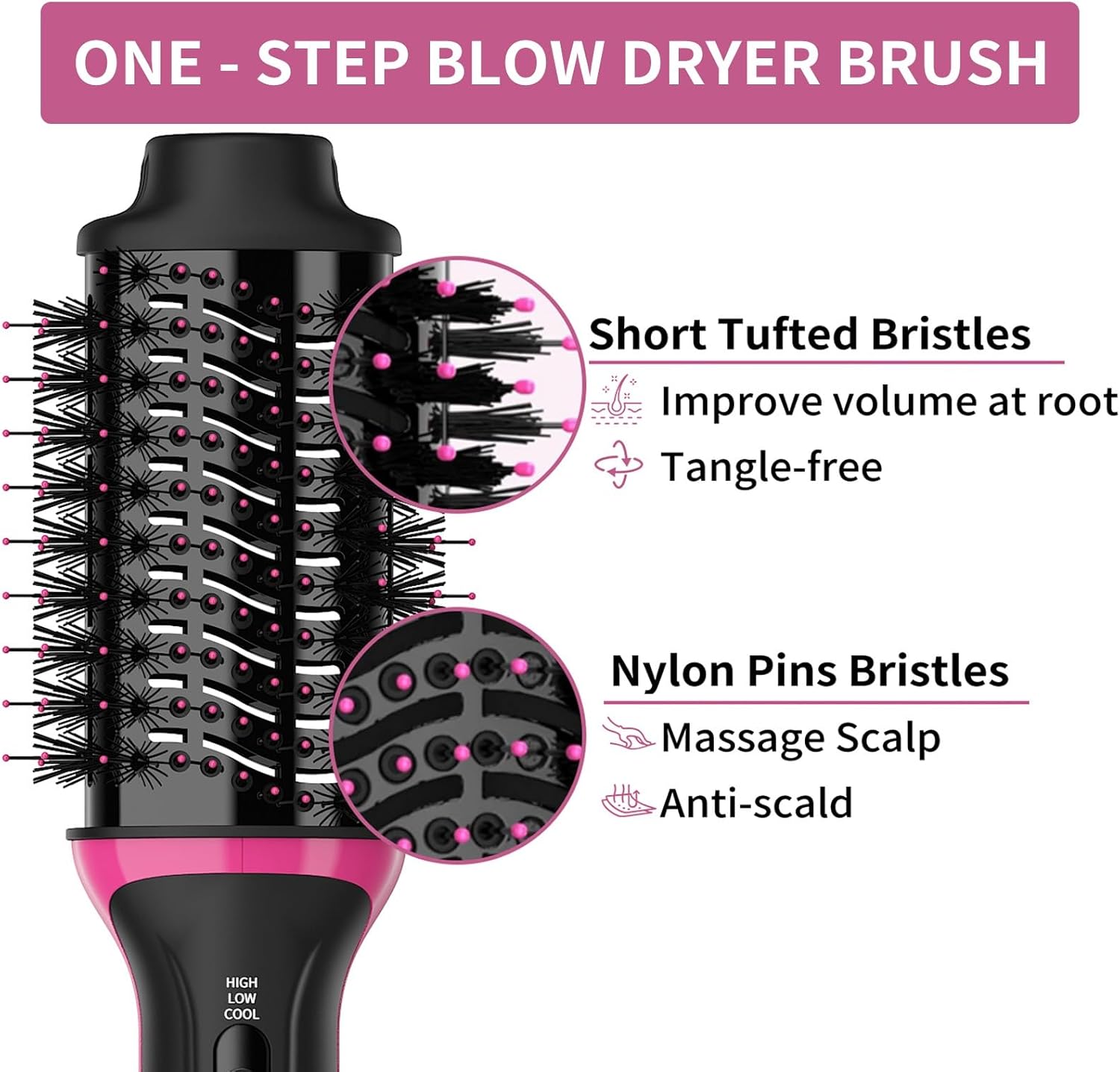 Dual Voltage Hair Dryer Brush for European Travel, 120V - 240V One Step Hair Dryer and Styler Volumizer, Professional Blow Dryer Brush with Negative Ion Anti-frizz for Drying, Straightening, Salon - Image 7