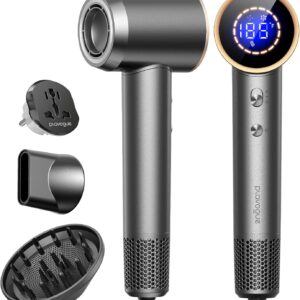 Hair Dryer,Automatic Dual Voltage Professional High-Speed Blow Dryer 160000RPM Ionic Diffuser Hair Dryer for Fast Drying, Thermo-Control Travel Hairdryer with Nozzle Diffuser Storage Bag
