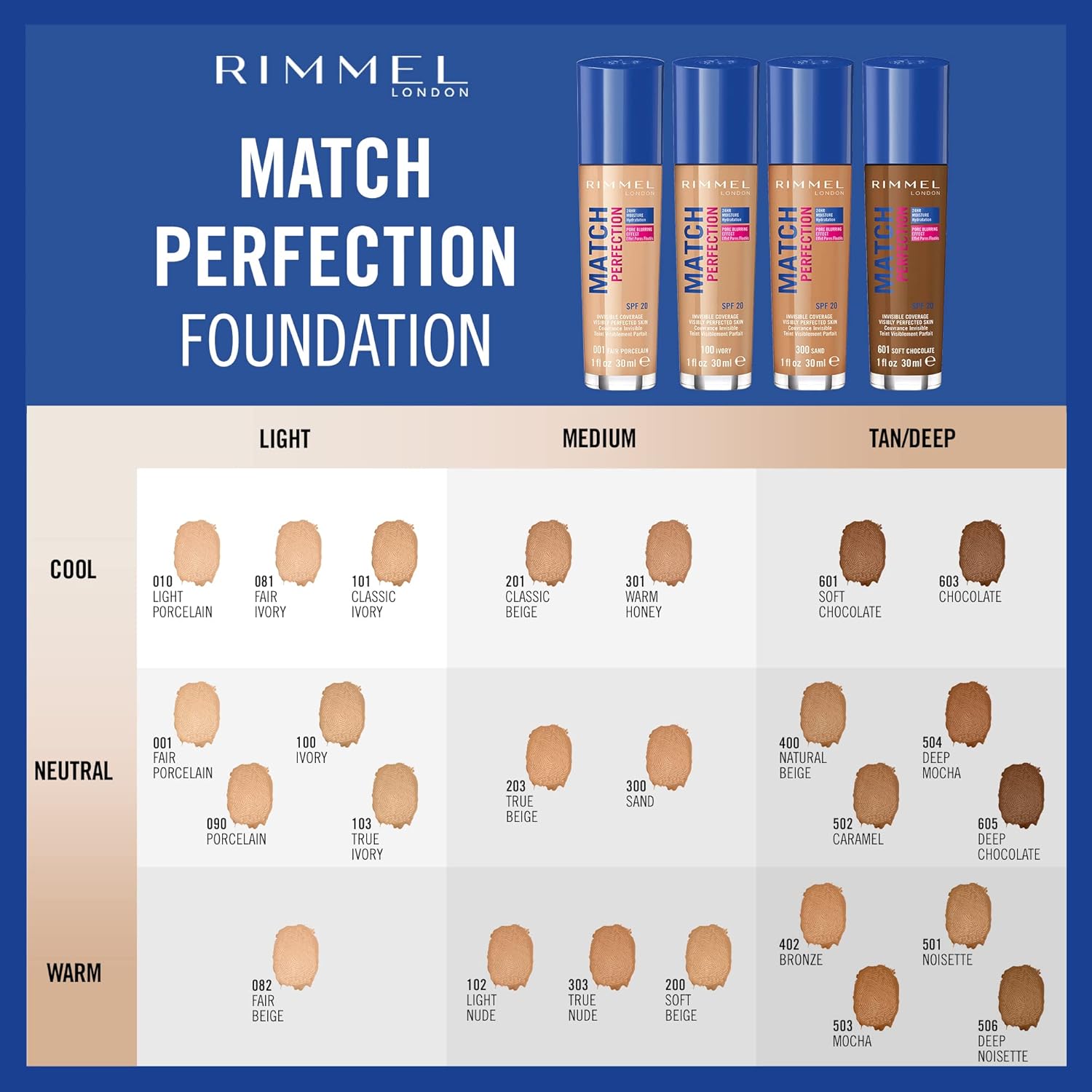 Rimmel London Match Perfection Foundation Spf20 101 Classic Ivory 30ml - Image 7