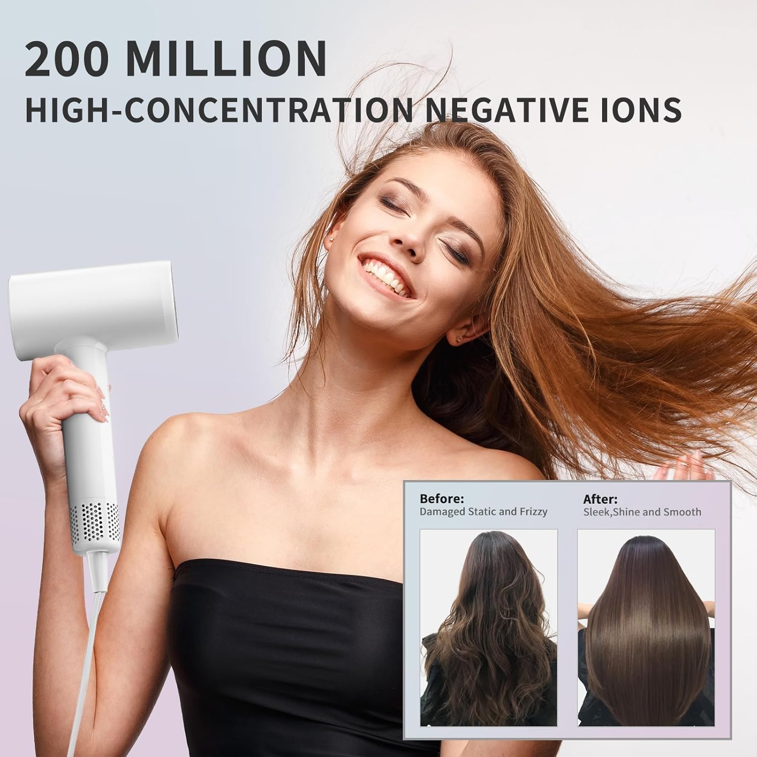 High Speed Ionic Hair Dryer with Wall Mount Holder Magnetic - Professional Blow Dryer 110,000 RPM Brushless Motor for Fast Drying, 1400W 4Temps /2Speeds Low Noise Thermo-Control Hairdryer - Image 3