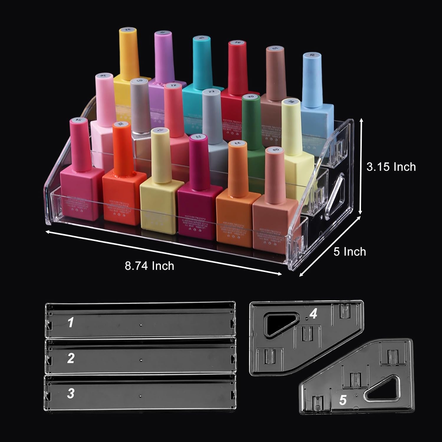 3-Layer Clear Acrylic Nail Polish Organizer and Eyeglasses Display Stand - Image 6
