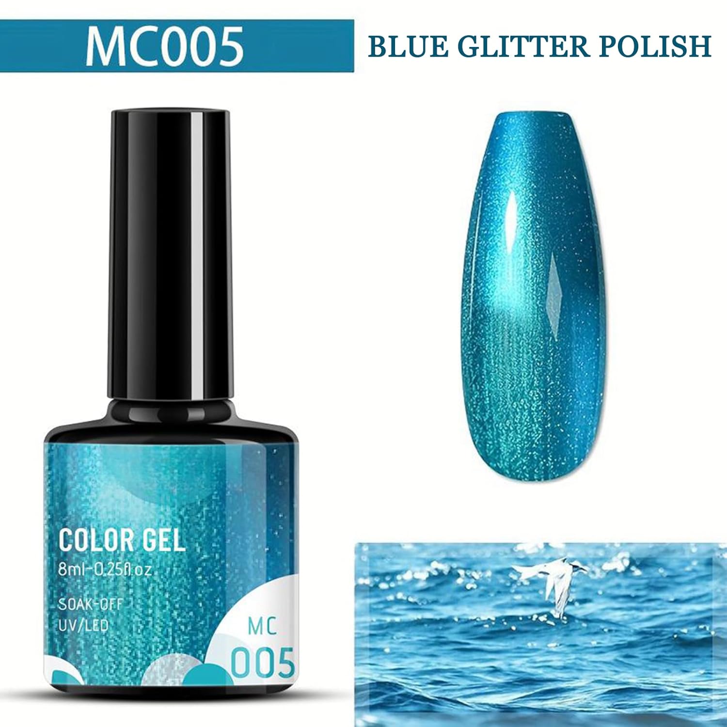 7pc Rainbow Gel Metallic Nail Polish Set - Chrome Gold Line, Reflective Mirror Nail Polish Gift Set in Red, Gold, Blue, Green, Pink - Image 6