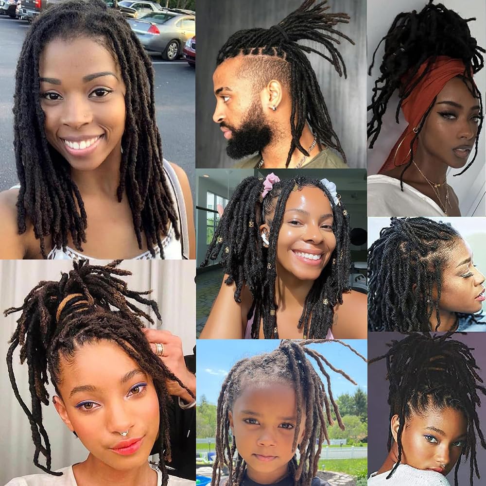 Dreadlock Extensions Human Hair 10-100 Strands 100% Full Handmade Permanent Loc Extension Human Hair for Women/Men/Kids Can Be Dyed Bleached Curled Twisted (0.6cm 1B, 6 inch 10 Strands) - Image 6