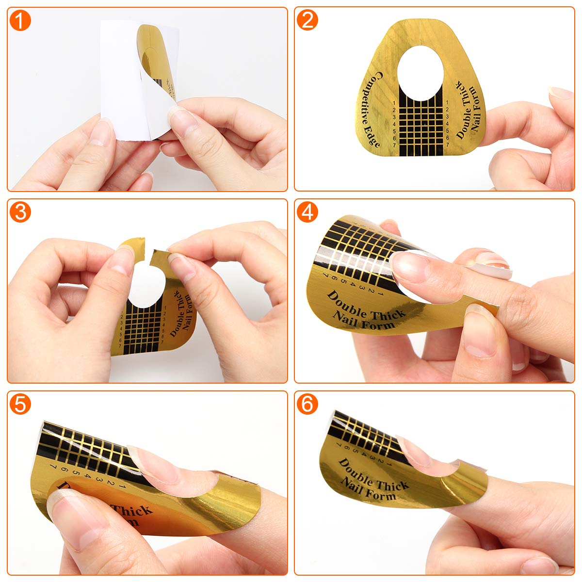 500PCS Nail Forms for Builder, AHIER Gold Horseshoe Nail Extension Forms for Acrylic Nails/UV Gel with Guide Stickers - Image 4