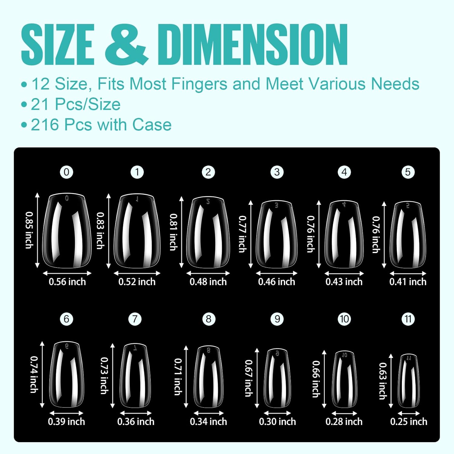 TOMICCA Coffin Acrylic Nails - Clear Short Coffin Nails, 216Pcs Fake False Nails for Nail Extension, Gel Press on Nails for Beginners and Professional - Image 7